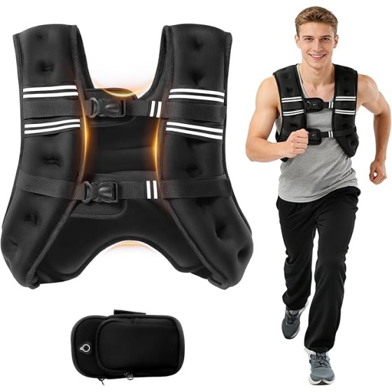 负重背心，8磅/12磅/16磅/20磅带反光条的负重背心，适用于女性、男性健身、力量训练、跑步、健身、减肥、举重训练